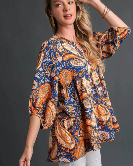 Umgee Mix Paisley Boho Tunic Blouse - Sleekdenim.com