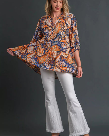 Umgee Mix Paisley Boho Tunic Blouse - Sleekdenim.com