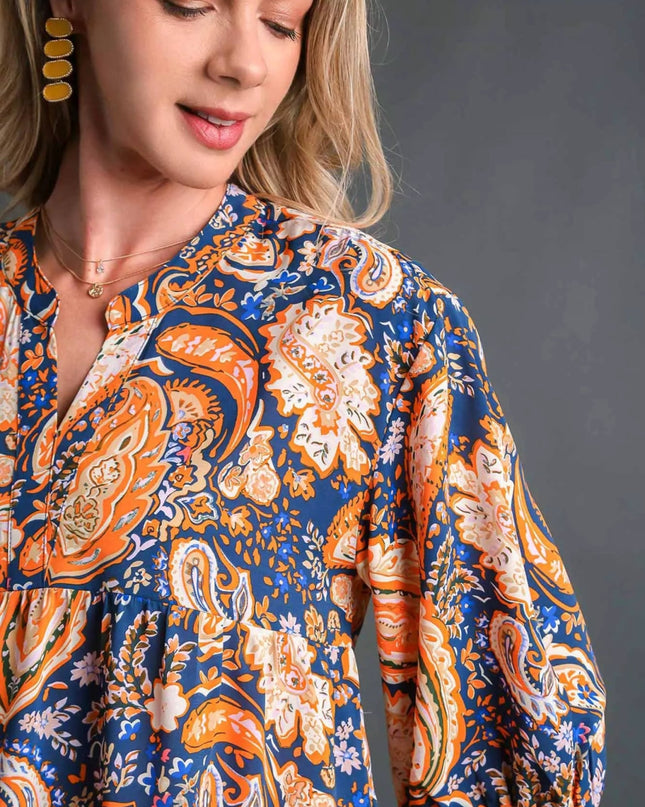Umgee Mix Paisley Boho Tunic Blouse - Sleekdenim.com