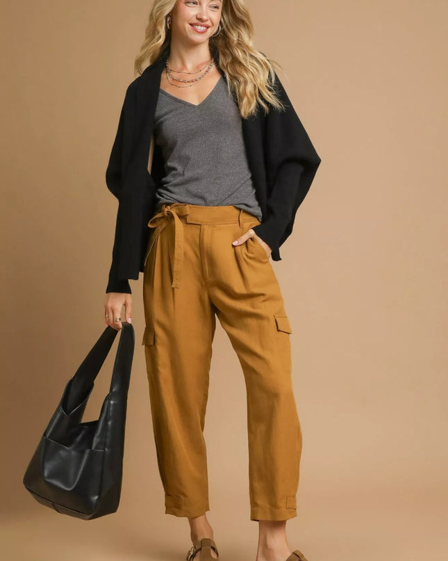 Umgee Open Front Cardigan with Front Pockets - Sleekdenim.com