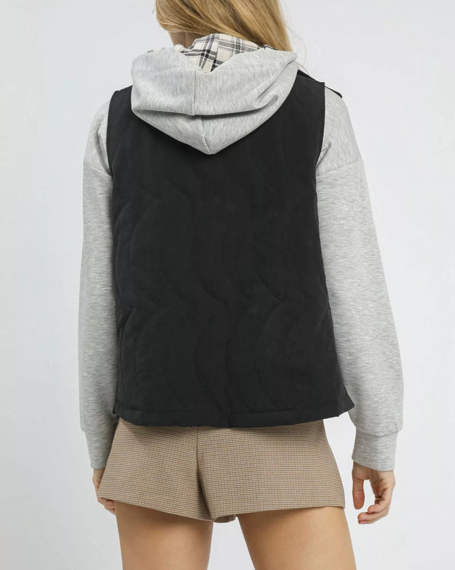 Umgee Quilted Embroidered Vest - Sleekdenim.com