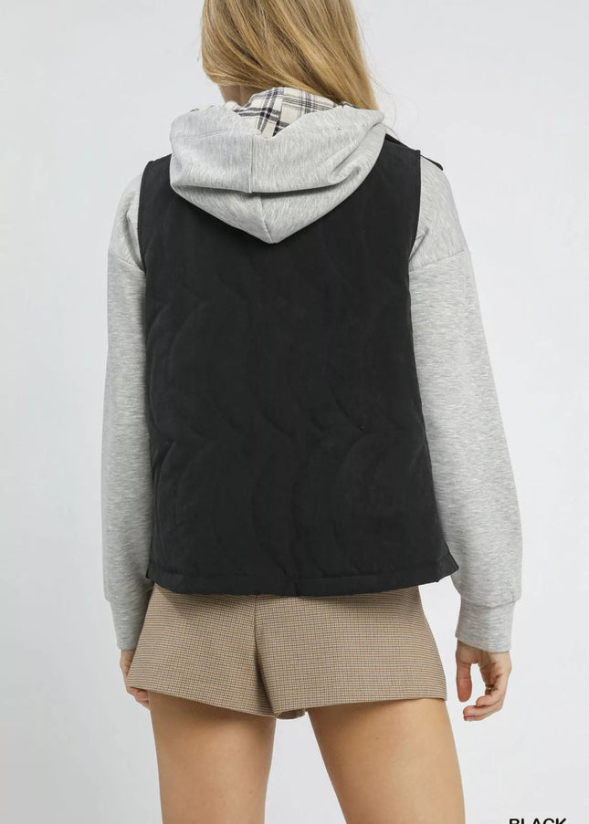 Umgee Quilted Embroidered Vest - Sleekdenim.com