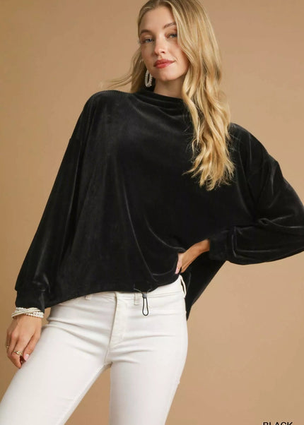 Umgee Ribbed Drawstring Hem Knit Top - Sleekdenim.com