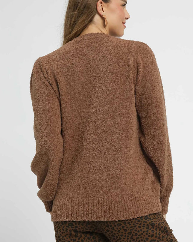 Umgee Textured Long Sleeve Sweater with Ribbed Trim - Sleekdenim.com