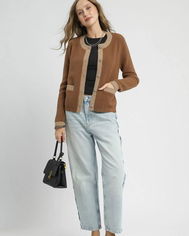 Umgee Two - Tone Button Front Cardigan - Sleekdenim.com