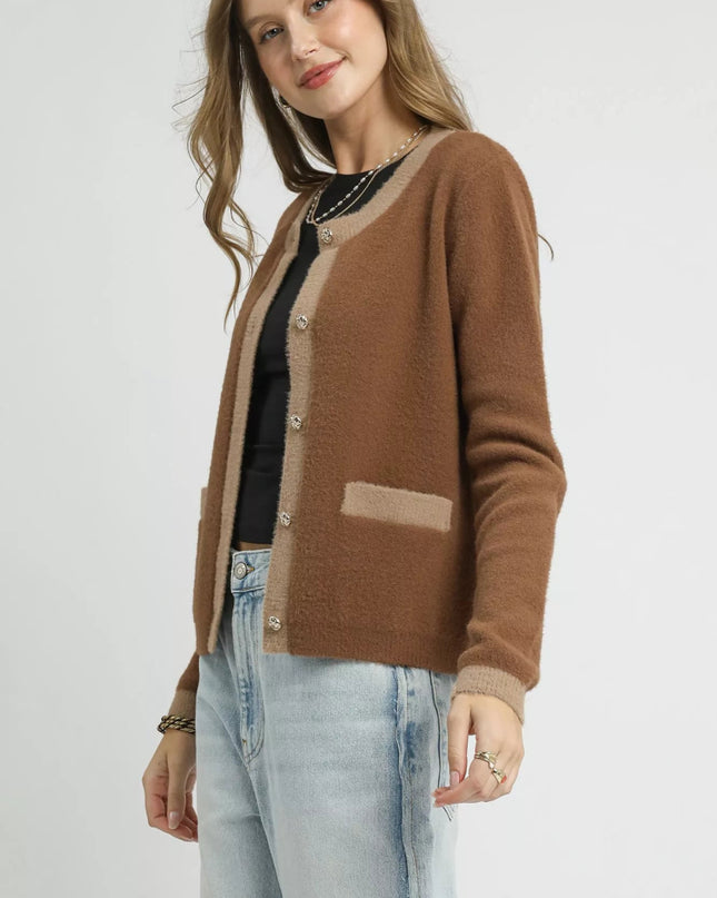 Umgee Two - Tone Button Front Cardigan - Sleekdenim.com