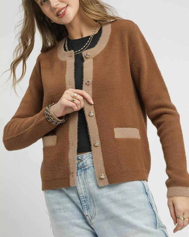 Umgee Two - Tone Button Front Cardigan - Sleekdenim.com
