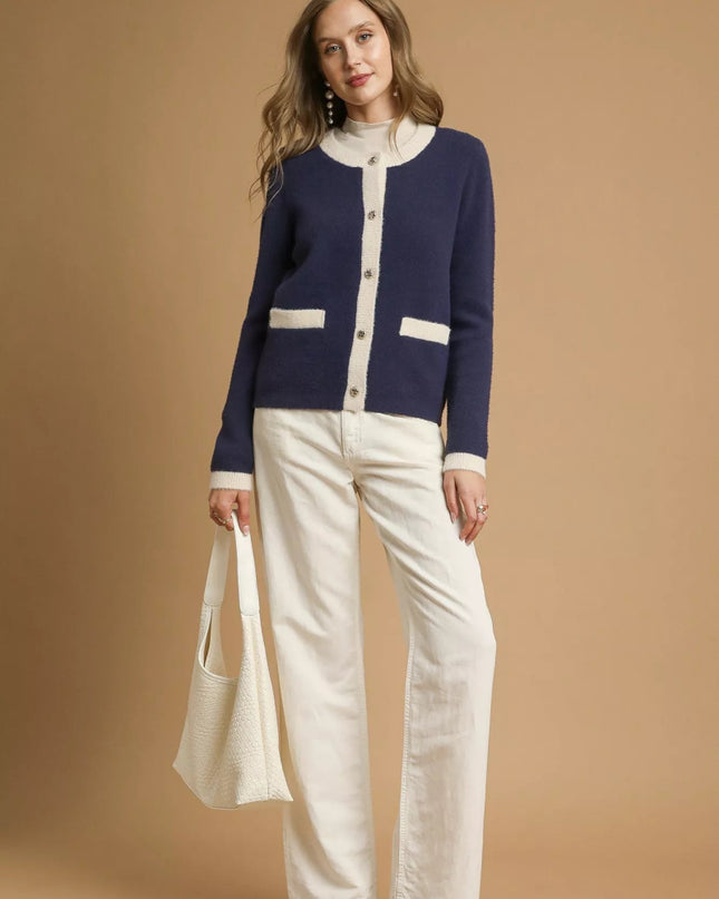 Umgee Two - Tone Button Front Cardigan - Sleekdenim.com