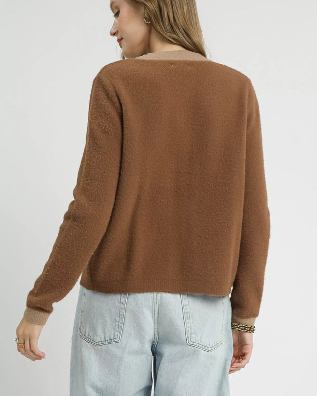 Umgee Two - Tone Button Front Cardigan - Sleekdenim.com