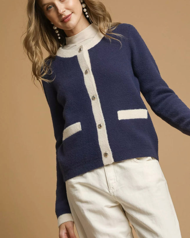 Umgee Two - Tone Button Front Cardigan - Sleekdenim.com