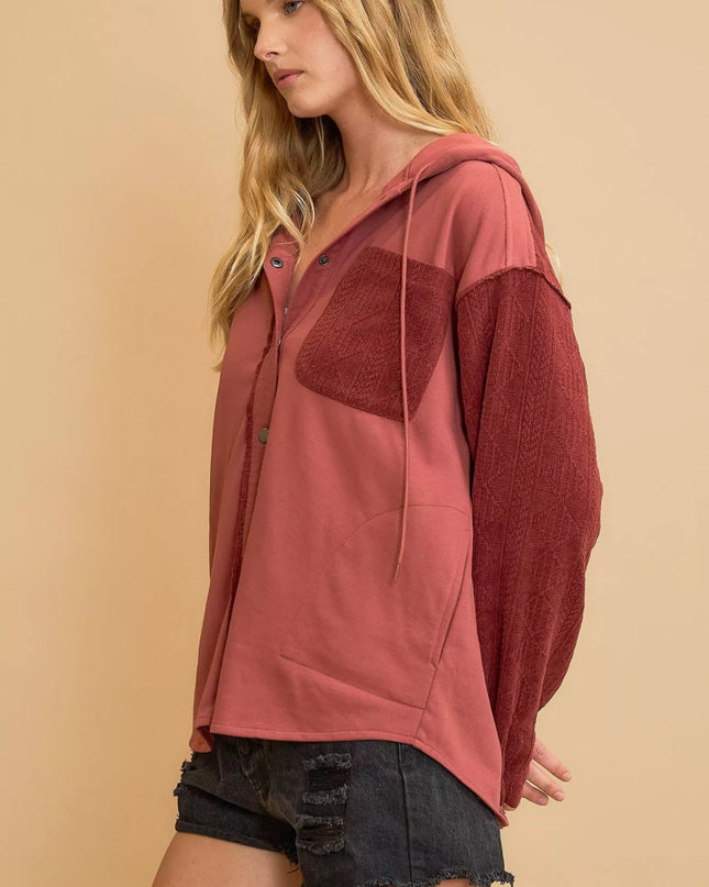 Umgee Washed French Terry Shacket - Sleekdenim.com