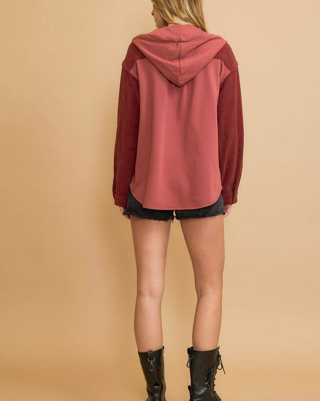 Umgee Washed French Terry Shacket - Sleekdenim.com