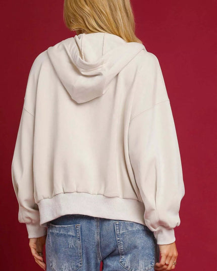 Umgee Zip - Up Fleece Hooded Jacket - Sleekdenim.com