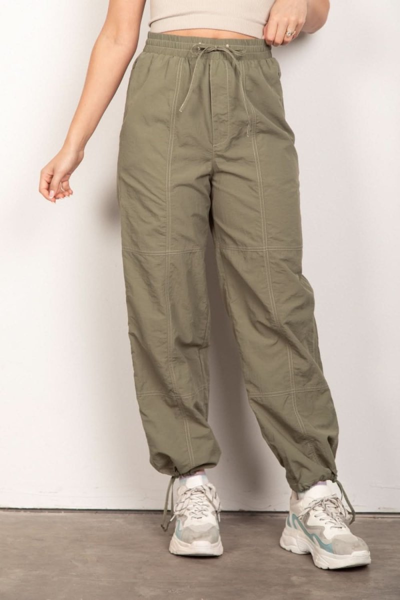 VERY J Drawstring Woven Parachute Joggers - Sleekdenim.com