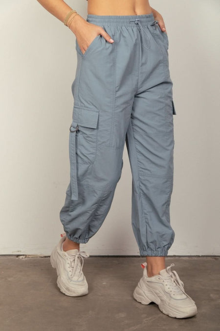 VERY J Elastic Waist Woven Cargo Pants - Sleekdenim.com