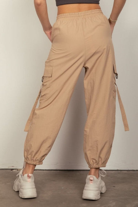 VERY J Elastic Waist Woven Cargo Pants - Sleekdenim.com