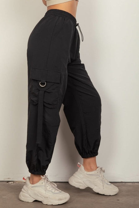 VERY J Elastic Waist Woven Cargo Pants - Sleekdenim.com