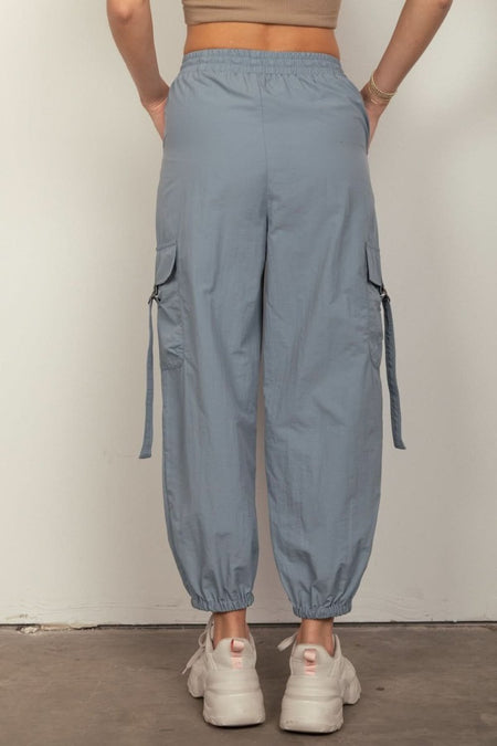 VERY J Elastic Waist Woven Cargo Pants - Sleekdenim.com