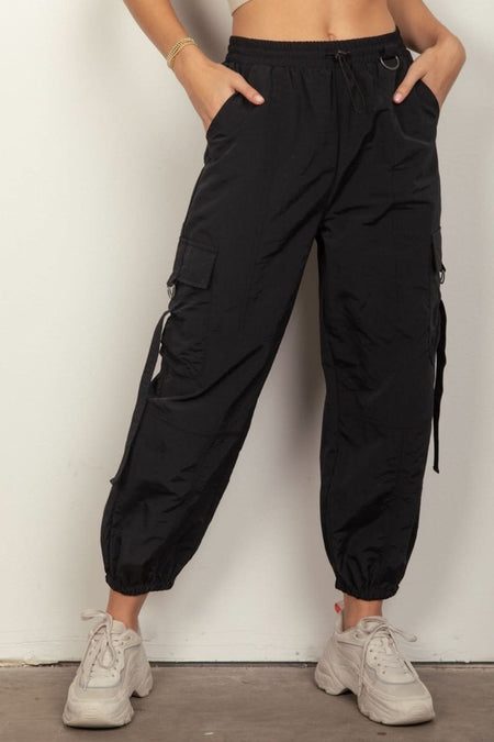 VERY J Elastic Waist Woven Cargo Pants - Sleekdenim.com