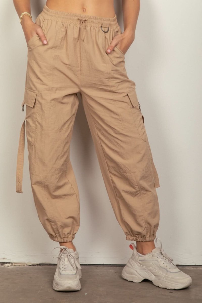 VERY J Elastic Waist Woven Cargo Pants - Sleekdenim.com