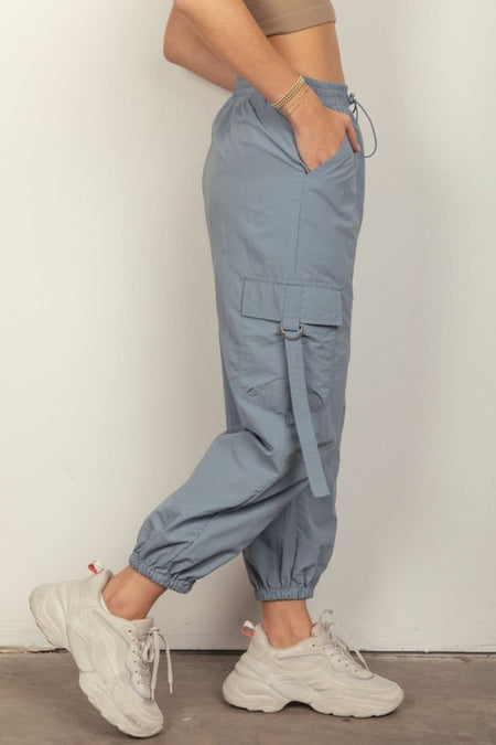 VERY J Elastic Waist Woven Cargo Pants - Sleekdenim.com