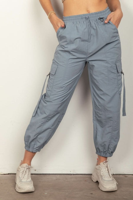 VERY J Elastic Waist Woven Cargo Pants - Sleekdenim.com