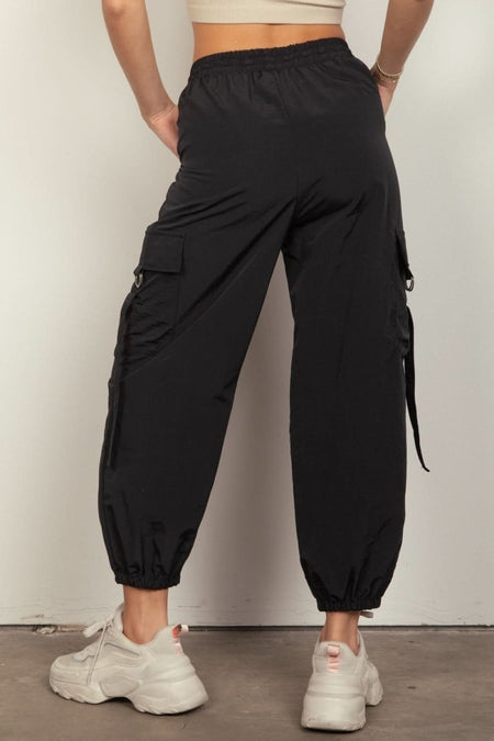 VERY J Elastic Waist Woven Cargo Pants - Sleekdenim.com