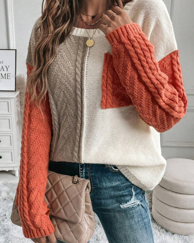 Vineyard Green Colorblock Pocket Drop Shoulder Sweater - Sleekdenim.com