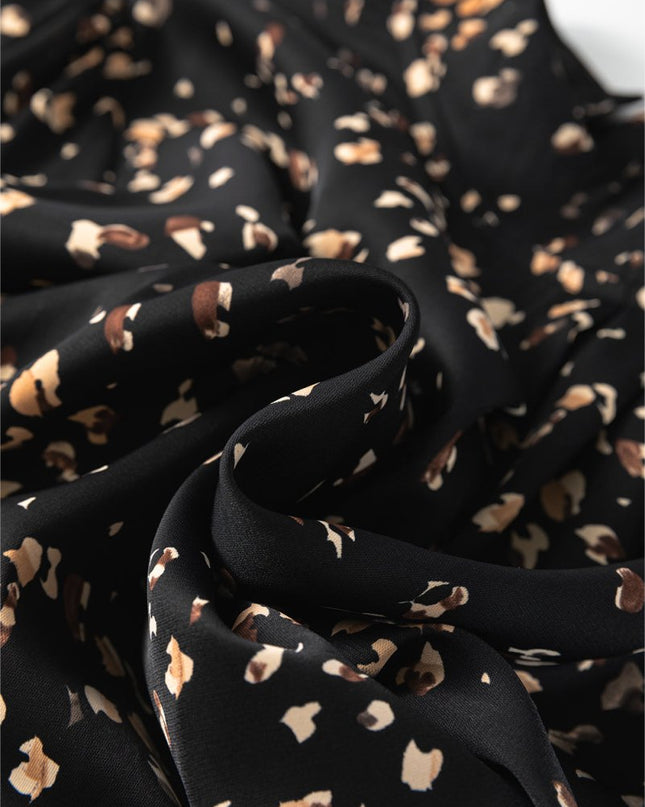 White Leopard Print Puff Sleeve Mock Neck Pleated Blouse - Sleekdenim.com