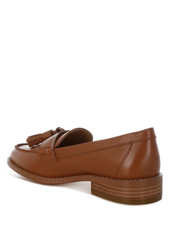 Yelena Real Leather Tassel Loafers - Sleekdenim.com