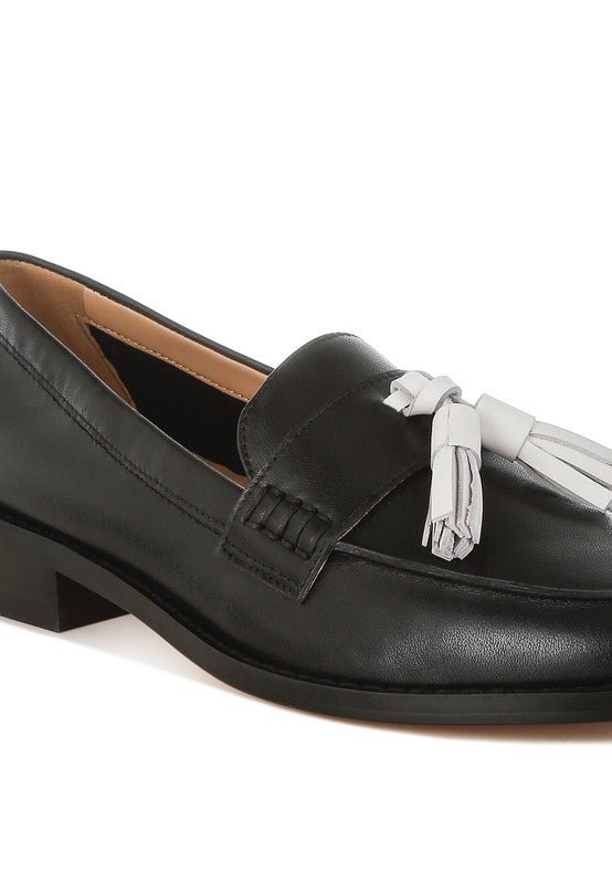 Yelena Real Leather Tassel Loafers - Sleekdenim.com