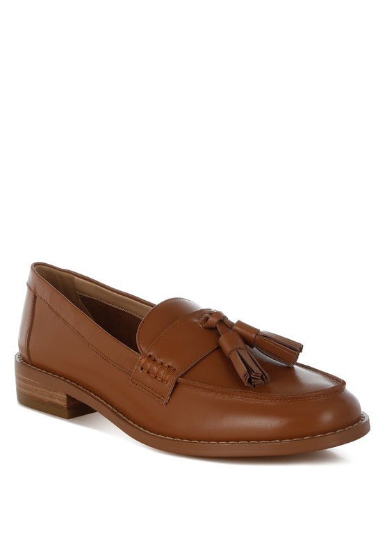 Yelena Real Leather Tassel Loafers - Sleekdenim.com