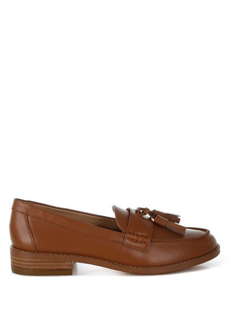 Yelena Real Leather Tassel Loafers - Sleekdenim.com