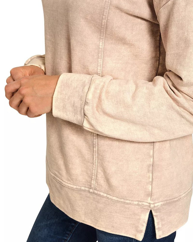 Zenana Acid Wash French Terry Exposed - Seam Pullover - Sleekdenim.com