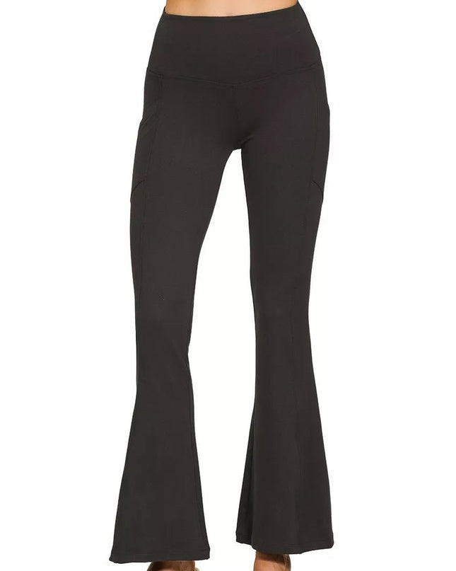 Zenana Brushed Dty Microfiber Flare Pants - Sleekdenim.com