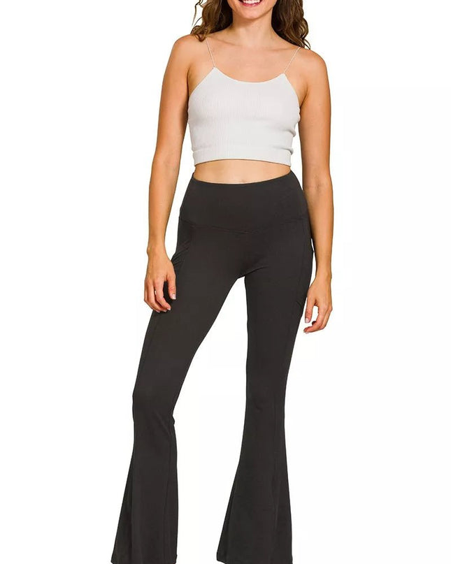 Zenana Brushed Dty Microfiber Flare Pants - Sleekdenim.com