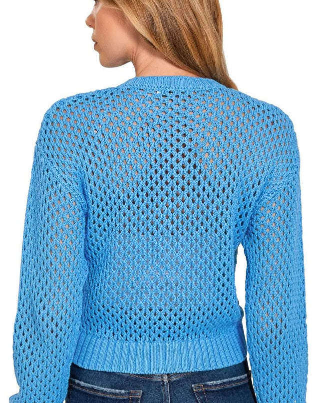 Zenana Button Down Lightweight Crochet Cardigan Sweater - Sleekdenim.com