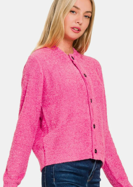 Zenana Button Down Long Sleeve Sweater Cardigan - Sleekdenim.com