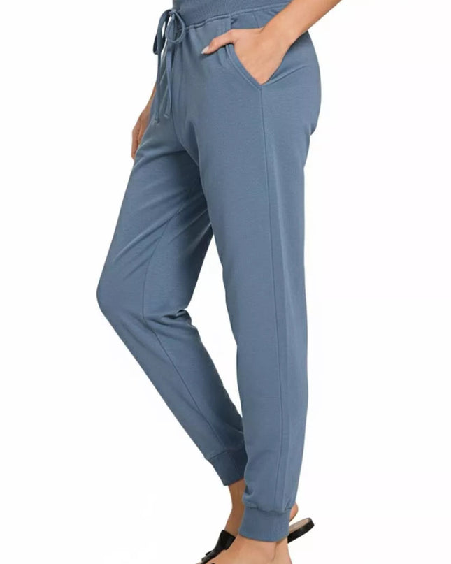Zenana Drawstring Cotton Joggers with Pockets - Sleekdenim.com
