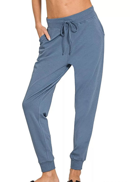 Zenana Drawstring Cotton Joggers with Pockets - Sleekdenim.com