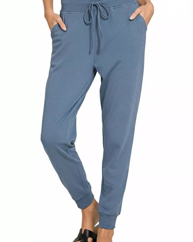 Zenana Drawstring Cotton Joggers with Pockets - Sleekdenim.com