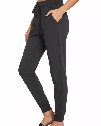 Zenana Drawstring Cotton Joggers with Pockets - Sleekdenim.com