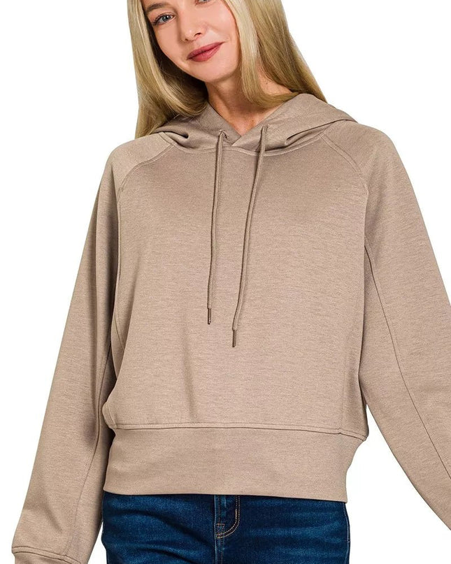 Zenana Drawstring Scuba Hoodie - Sleekdenim.com