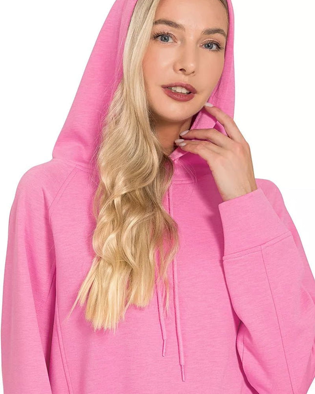 Zenana Drawstring Scuba Hoodie - Sleekdenim.com