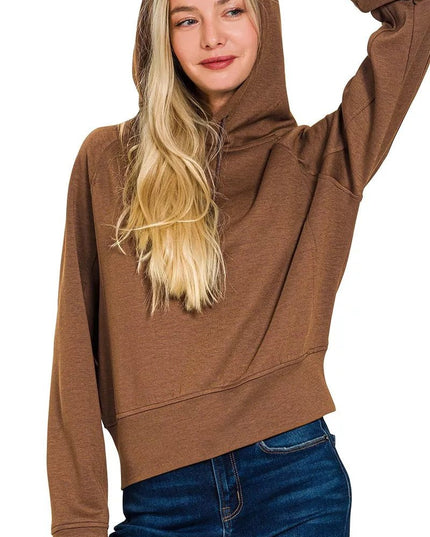 Zenana Drawstring Scuba Hoodie - Sleekdenim.com