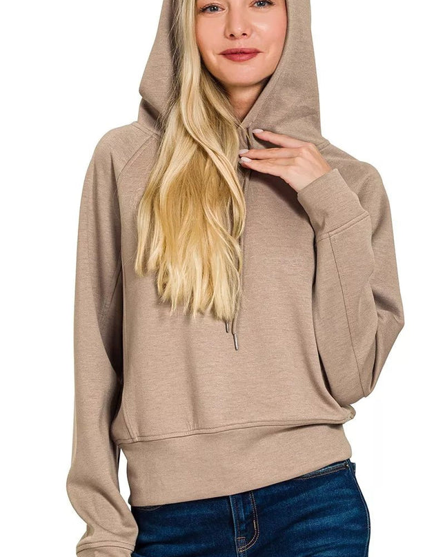 Zenana Drawstring Scuba Hoodie - Sleekdenim.com