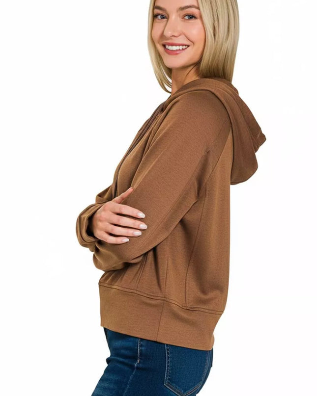 Zenana Drawstring Scuba Hoodie - Sleekdenim.com