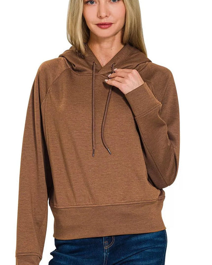 Zenana Drawstring Scuba Hoodie - Sleekdenim.com