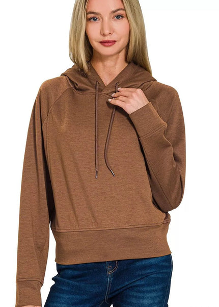 Zenana Drawstring Scuba Hoodie - Sleekdenim.com