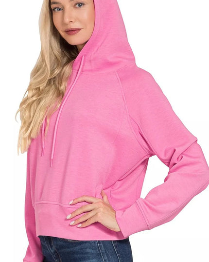 Zenana Drawstring Scuba Hoodie - Sleekdenim.com